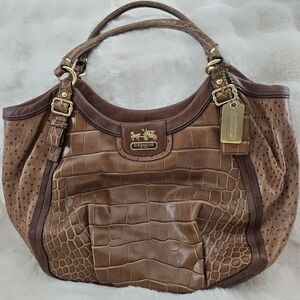 Coach Madison Abigail Croc/Ostrich Embossed Leather Shoulder Bag
